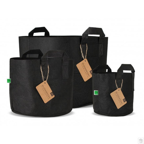 Bloomroom Round Fabric Pots (8L - 78L) Black And Grey