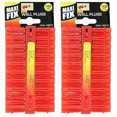 Maxifix 100pc Red Plastic Wall Plugs 6mm
