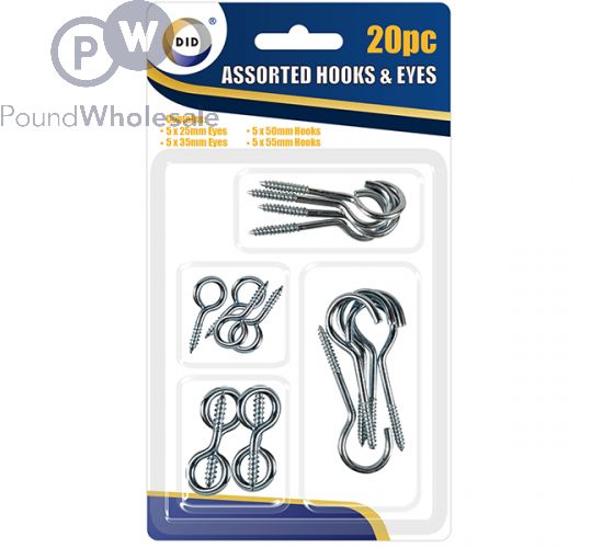 DID Assorted Hooks & Eyes Set 20pc