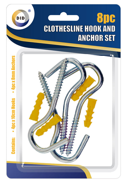 DID Clothesline Hook & Anchor Set 8pc